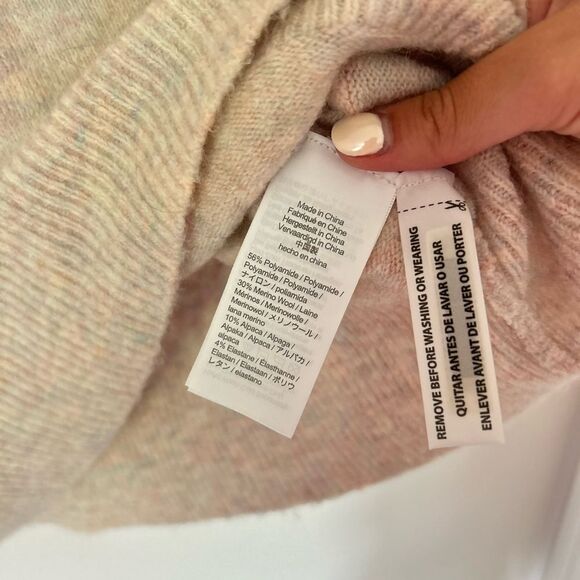 J. Crew Zig Zac Printed Mock Neck Sweater Pink Orange Blue - Picture 3 of 4